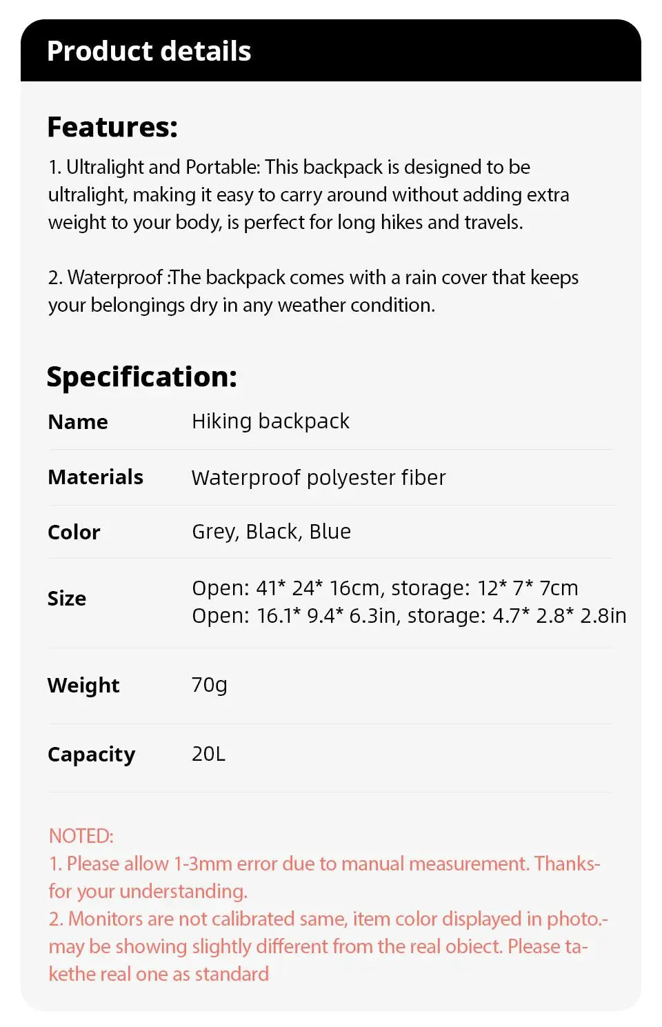 Ultralight Foldable 20L Hiking Backpack - Simples Market