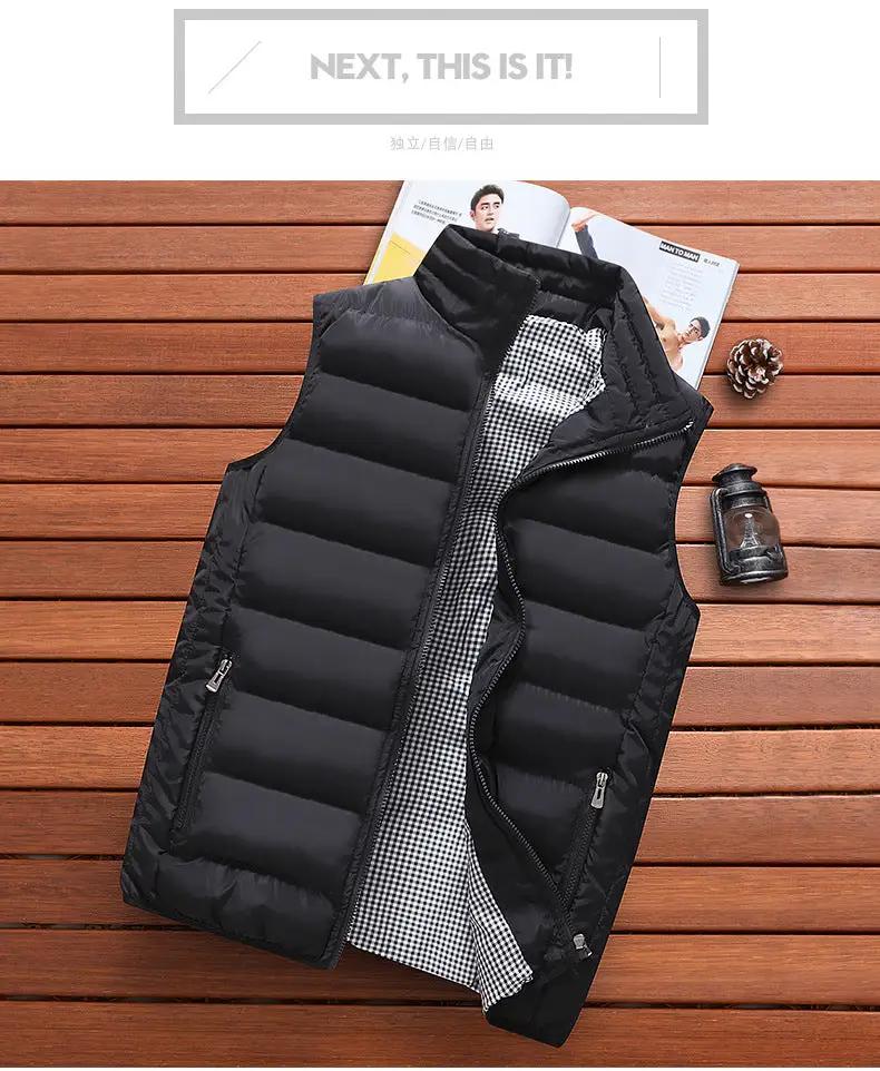 Men's black quilted puffer vest, sleeveless windproof jacket with zip pockets and gingham lining