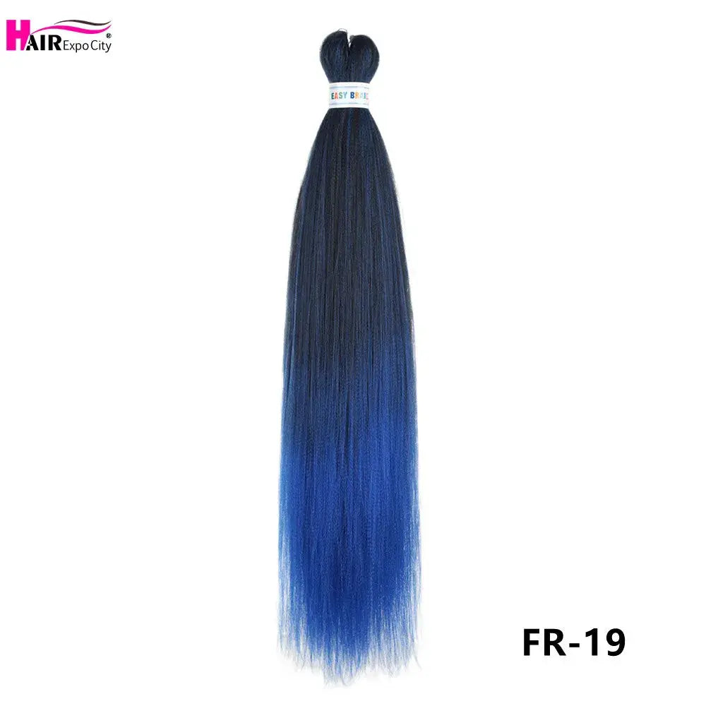 Easy Braids 26-inch synthetic jumbo braids hair extensions in blue ombre, pre-stretched bundle