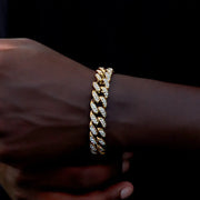 Hip Hop Cuban Link Bracelet for Men and Women Iced Out Rhinestone Gold Silver Color Miami Chain Unisex Jewelry Gift