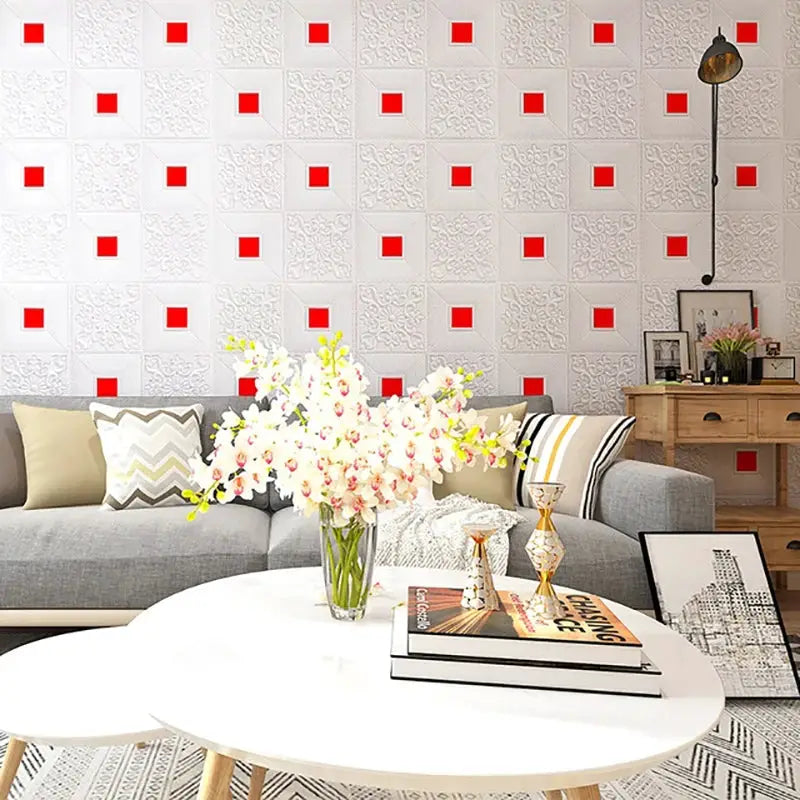 10 Pieces 70x70 CM 3D Brick Foam Wall Panels Waterproof Self Adhesive Ceiling Wallpaper Decoration