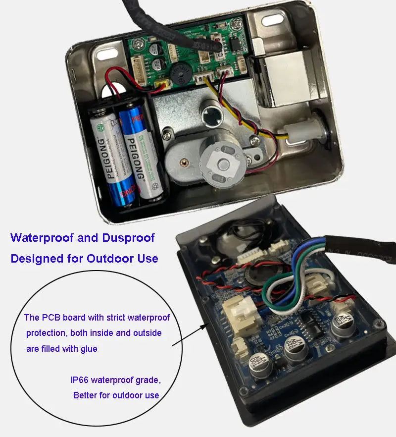 Simples Market fingerprint smart lock for gates, outdoor waterproof metal housing with battery pack