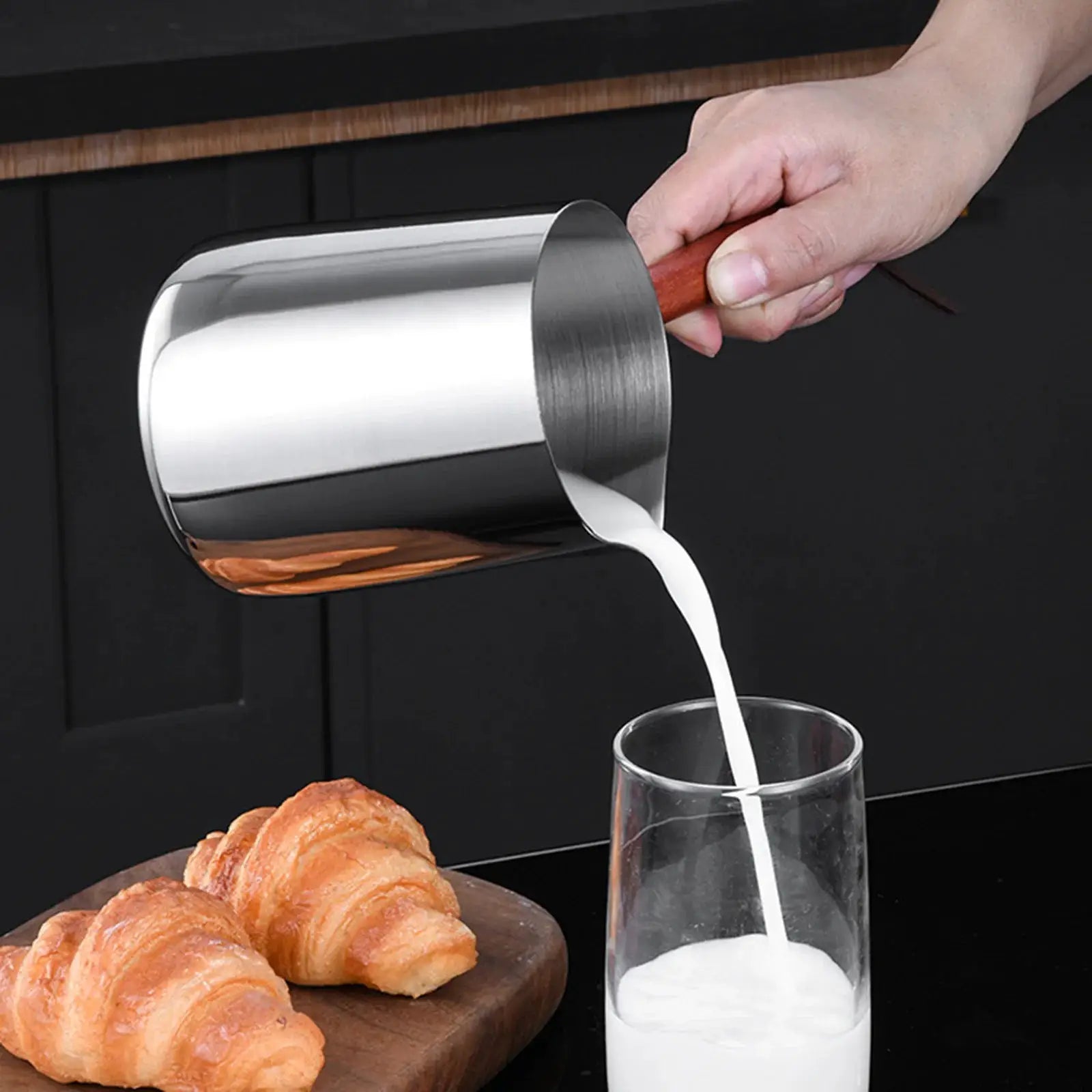 Stainless Steel Turkish Coffee Pot With Long Handle For Easy Pouring And Versatile Heating Milk Warmer