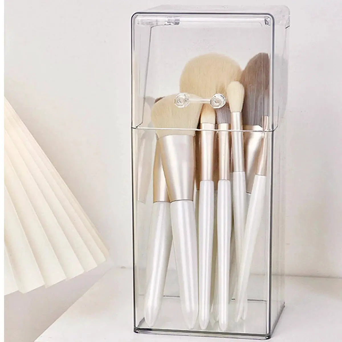 ClearView Transparent Makeup Brush Storage Box Durable Waterproof Organizer For Quick Cleaning And Easy Access