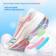 ONEMIX Marathon carbon-plate running shoes for men, white with pink accents and blue logo, Simples Market