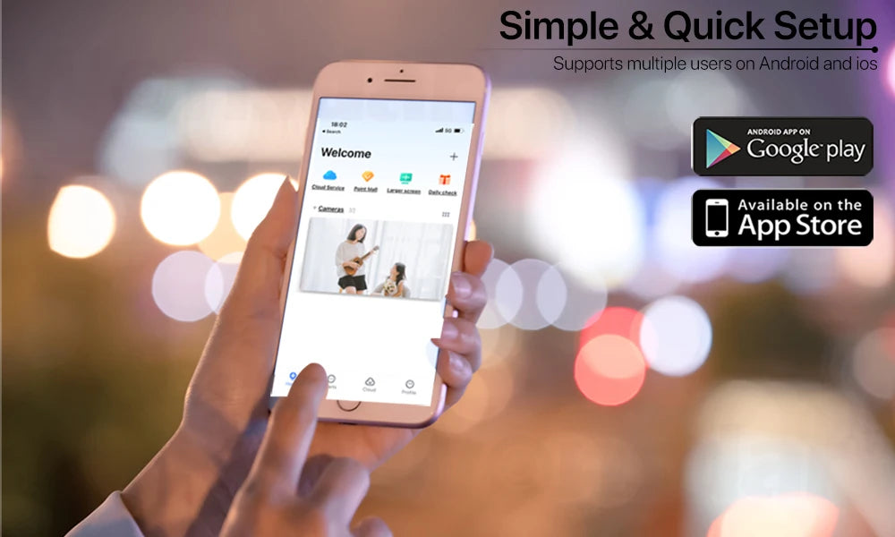 8MP 4K Wi-Fi PTZ camera with iCsee app control by Simples Market; dual lens outdoor security CCTV