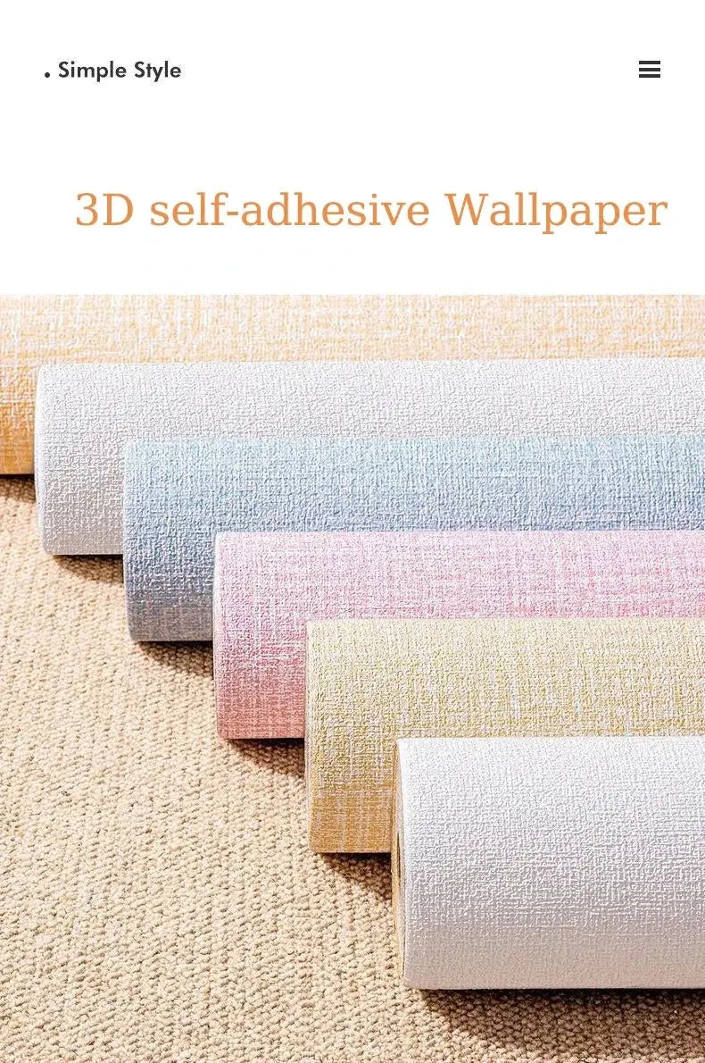 6-pack 50cm self-adhesive foam wall panels with 3D linen texture in pastel colors for living room decor