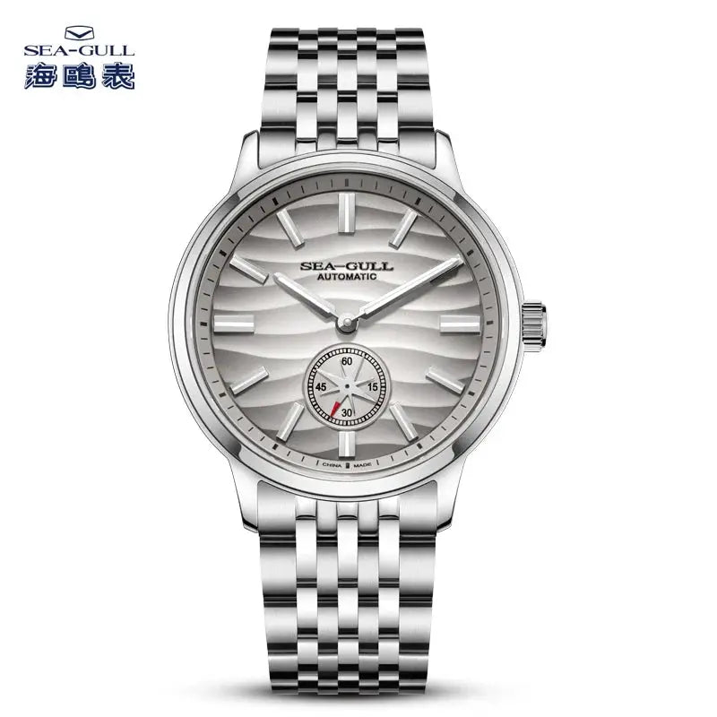 Sea-Gull Natural Series 39.5mm men's automatic watch with stainless steel bracelet and silver dial