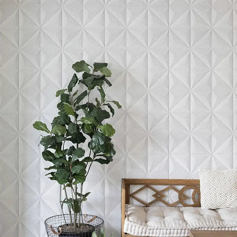 3D wall decor wallpaper, self-adhesive foam with a light gray geometric pattern for walls and ceilings