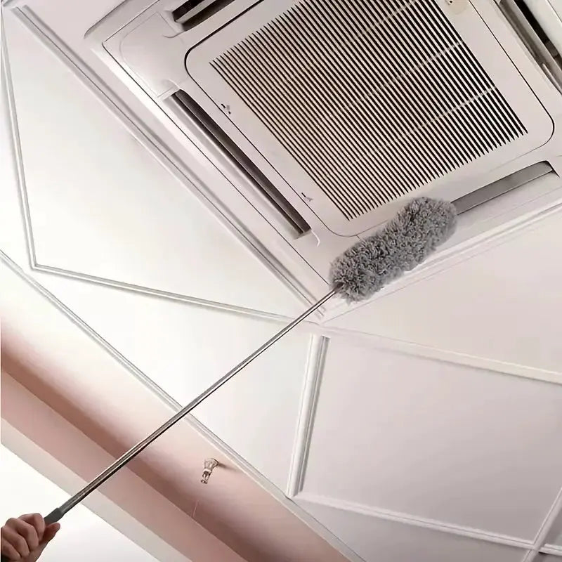 Extendable gray microfiber duster wand by Simples Market with 284cm retractable pole for high ceilings