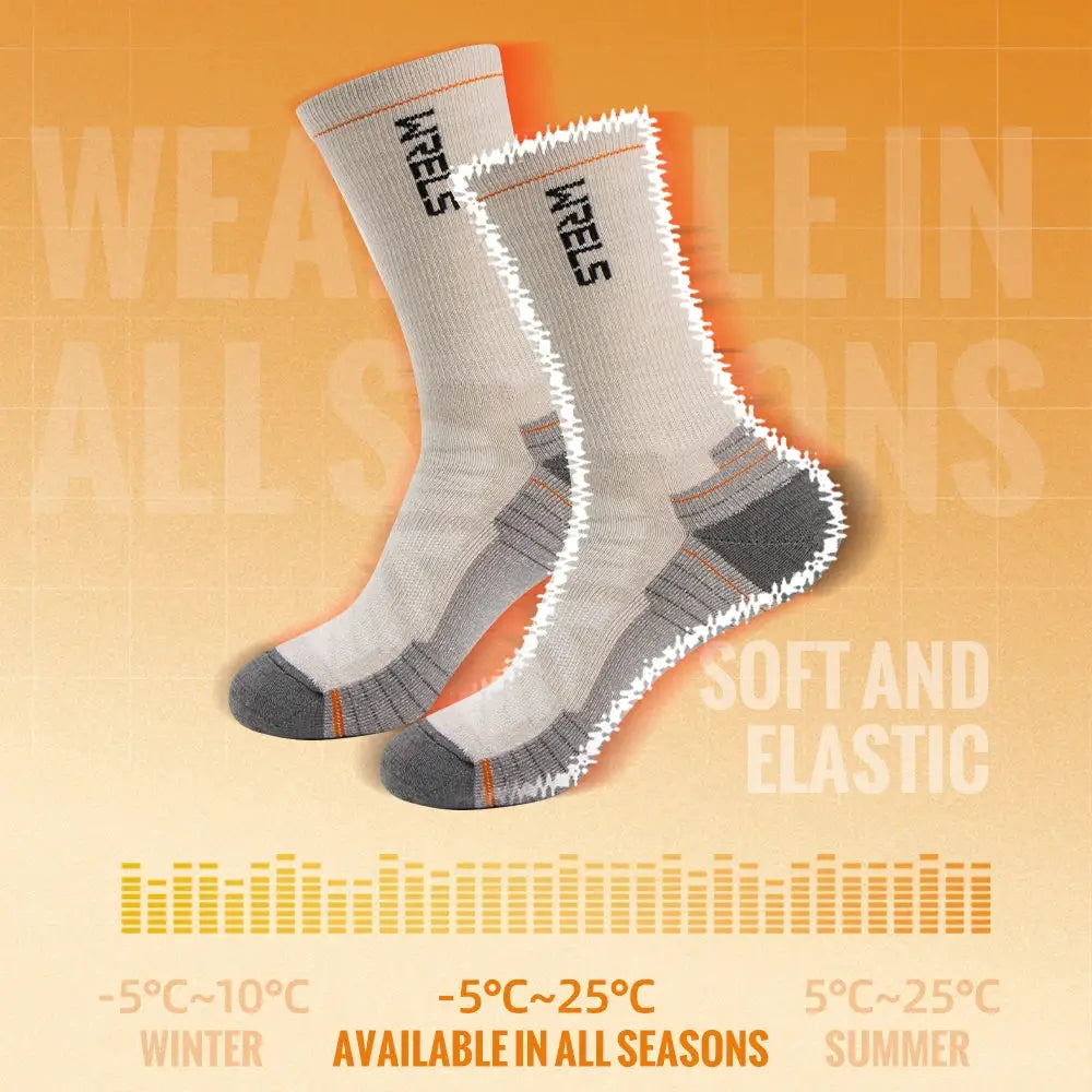 WRELS Merino Wool Hiking Socks for Running and Cycling Mid Calf Breathable Lightweight with Shock Absorption