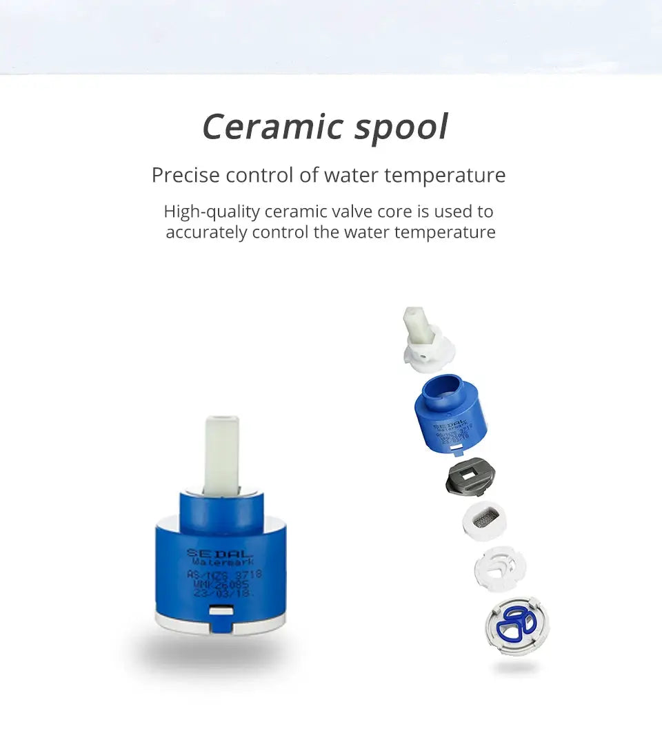 Ceramic cartridge kit for basin faucet; six-piece blue Sedal set with white stem