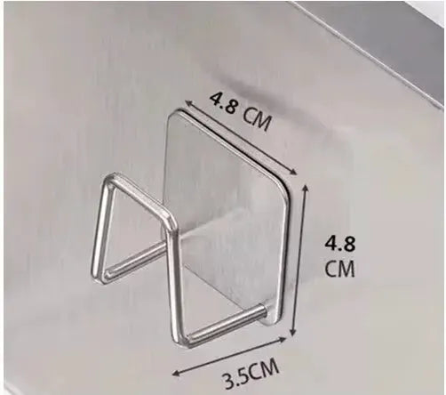 Simples Market stainless steel sink shelf sponge holder with adhesive wall rack; 304 SS, compact 4.8 cm square, 3.5 cm depth