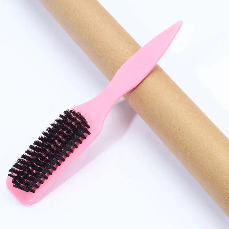 Slick Back Hair Brush by Simples Market, pink plastic handle with black bristles
