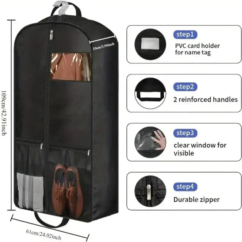 TravelPro Gusseted Hanging Garment Bag With Zipper Closure For Shirts Coats And Dresses Wrinkle Free For Travel