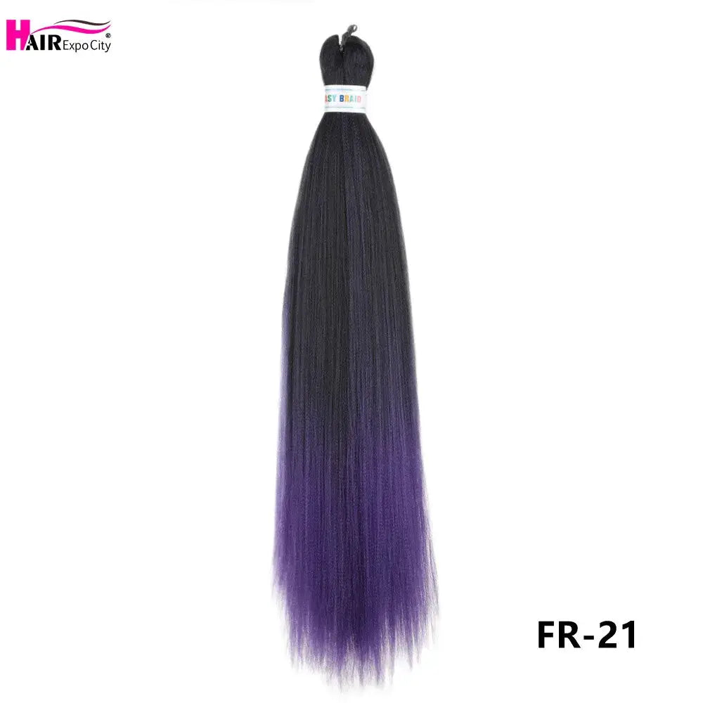 Easy Braids 26in synthetic jumbo braids hair extensions, ombre black to purple, pre-stretched, Simples Market