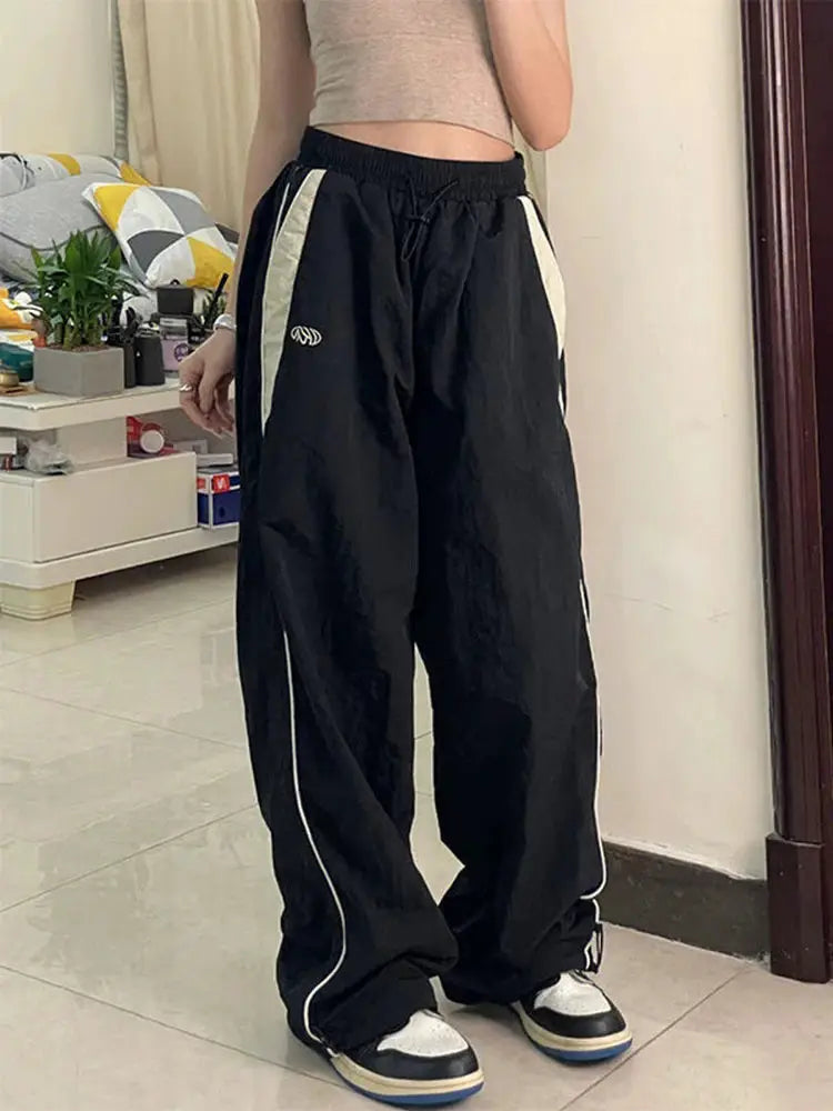 Women Baggy Harajuku Cargo Pants Streetwear Wide Leg Parachute Joggers Hip Hop Techwear Y2K Trousers