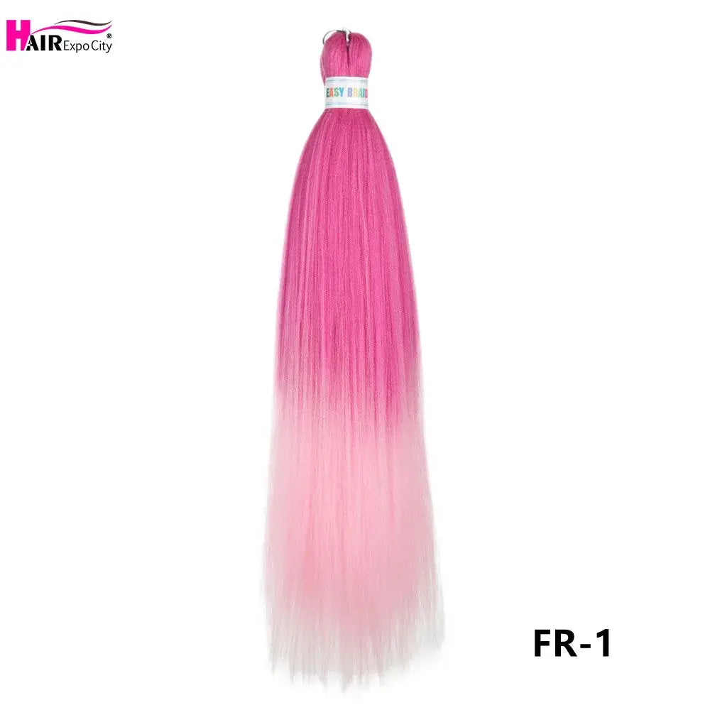 Easy Braids 26-inch synthetic jumbo braids hair extensions in pink ombre, pre-stretched