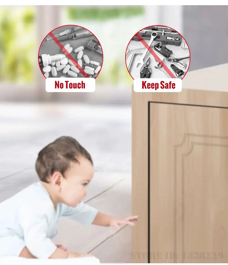 KAK electronic RFID cabinet lock by Simples Market; invisible sensor, keyless child safety for wooden cabinet.