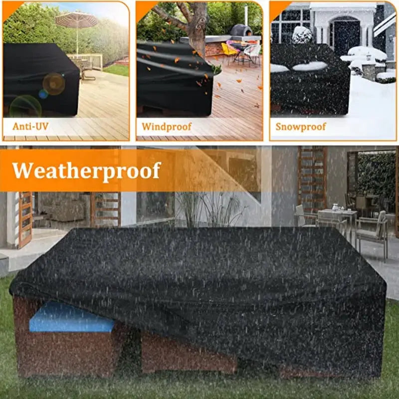 Garden table cover by Simples Market, black 210D Oxford cloth, UV-protective, waterproof and windproof