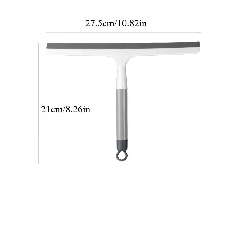 Simples Market silicone shower scraper squeegee for glass and windows, white handle with gray blade, 27.5 cm wide