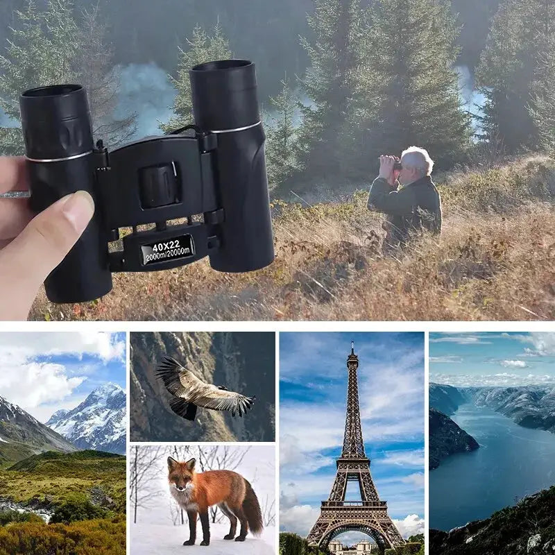 40x22 HD Binoculars With BAK4 FMC Coatings 2000M Long Range Folding Mini Telescope For Hunting Sports Camping Travel