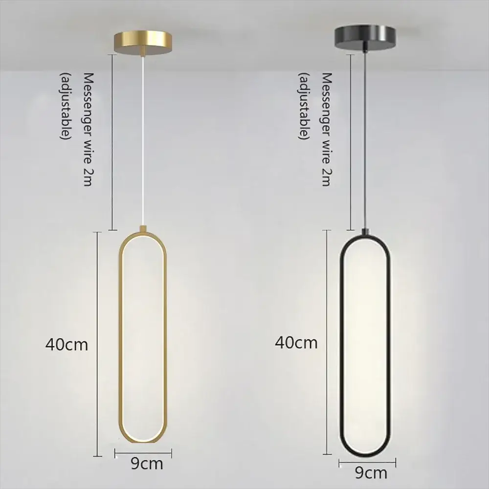 Modern minimalist LED pendant light chandelier by Simples Market, gold and black finish, set of two