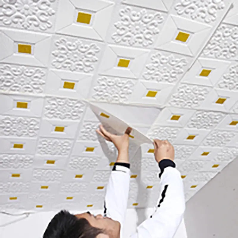 10 Pieces 70x70 CM 3D Brick Foam Wall Panels Waterproof Self Adhesive Ceiling Wallpaper Decoration