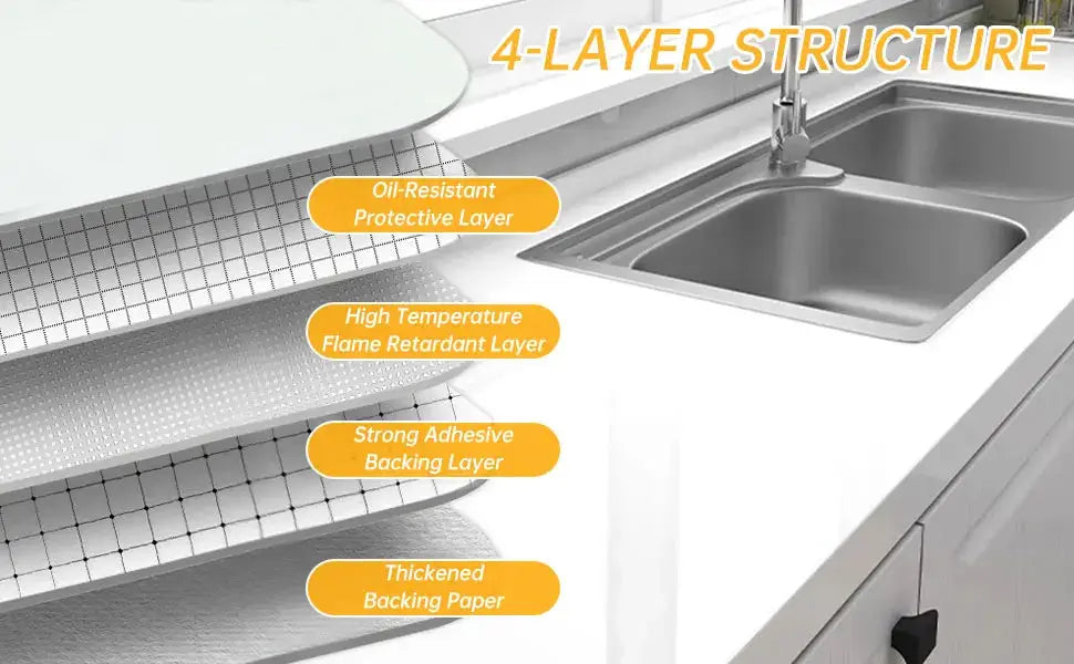 40cm kitchen self-adhesive wallpaper by Simples Market; PVC waterproof, oil-proof wall sticker with 4-layer structure