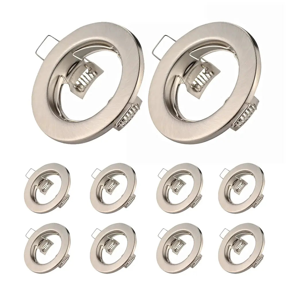 Simples Market 10pcs recessed LED downlight frames, brushed nickel finish, GU10 MR16 ceiling spot lights.
