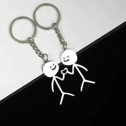 Stainless Steel Stickman Keychain With Matching Heart Pendant For Keys Purses Bags Backpacks