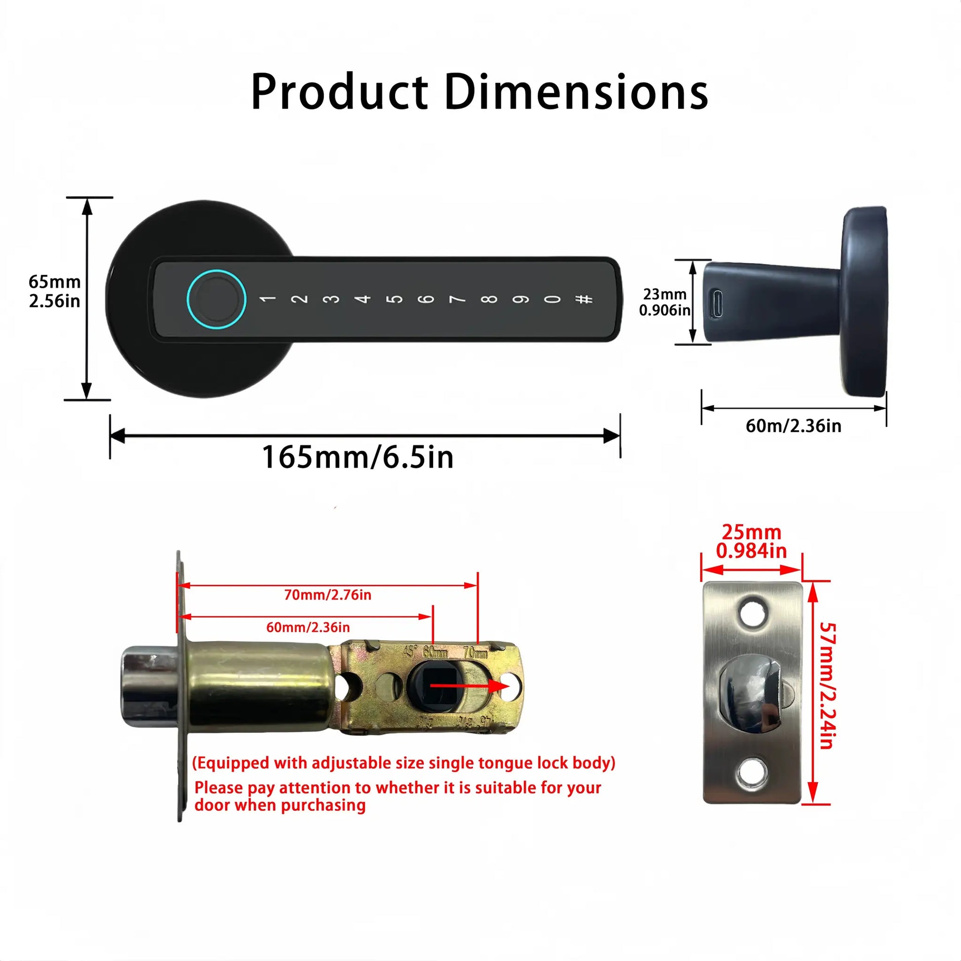 RAYKUBE M5 smart door lock with fingerprint sensor and numeric keypad, black finish, Simples Market