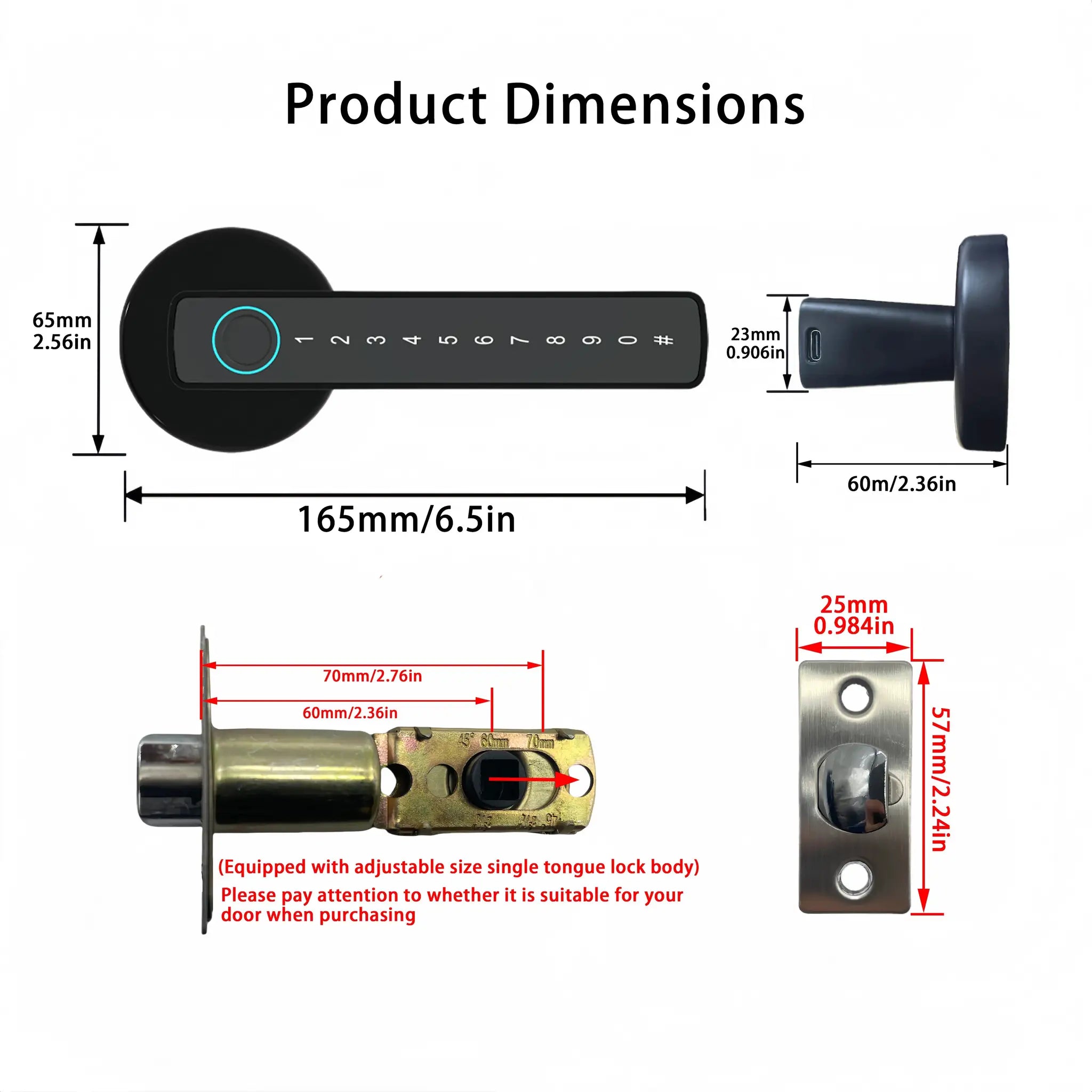 RAYKUBE M5 smart door lock with fingerprint sensor and numeric keypad, black finish, Simples Market
