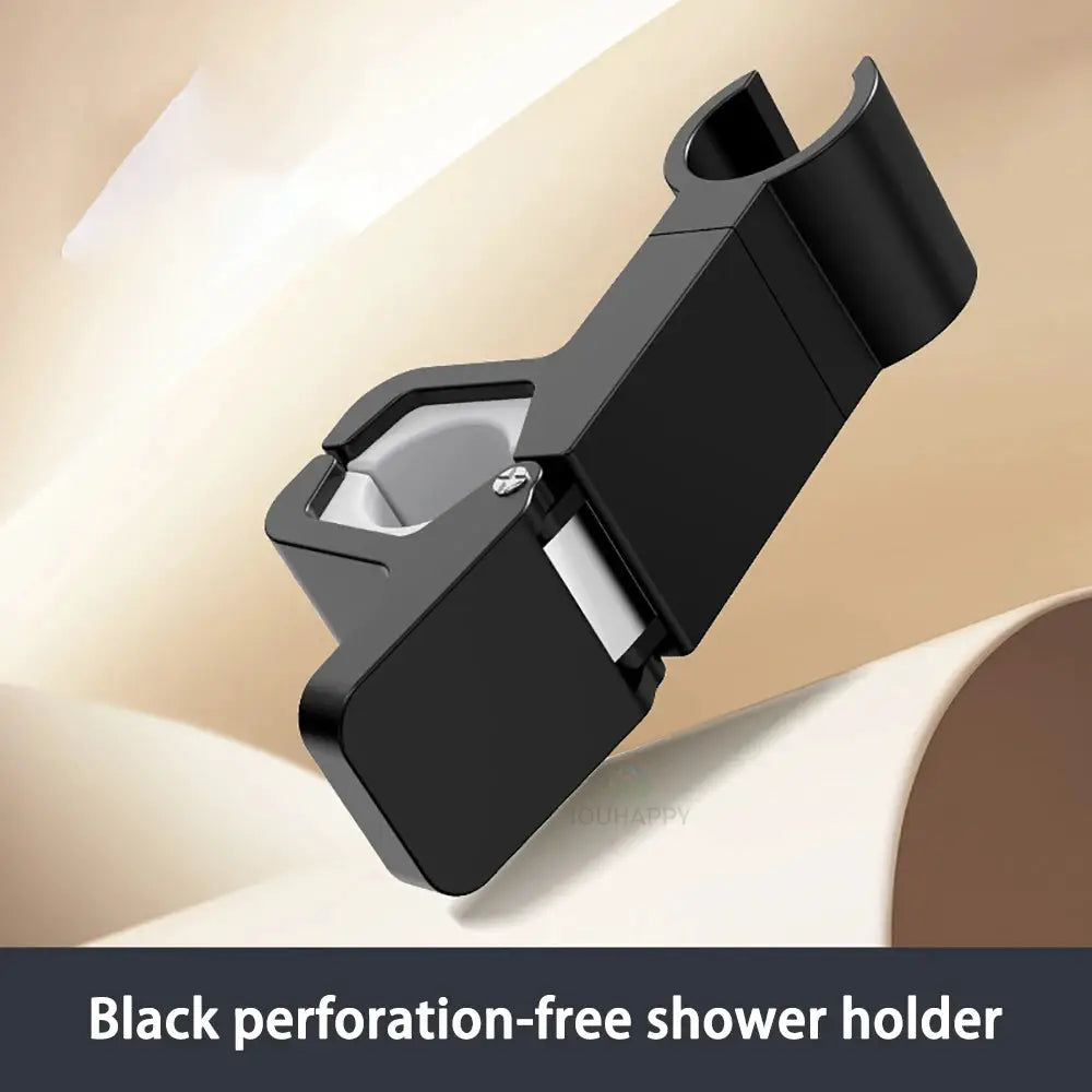 Adjustable black shower rail holder; universal shower head bracket