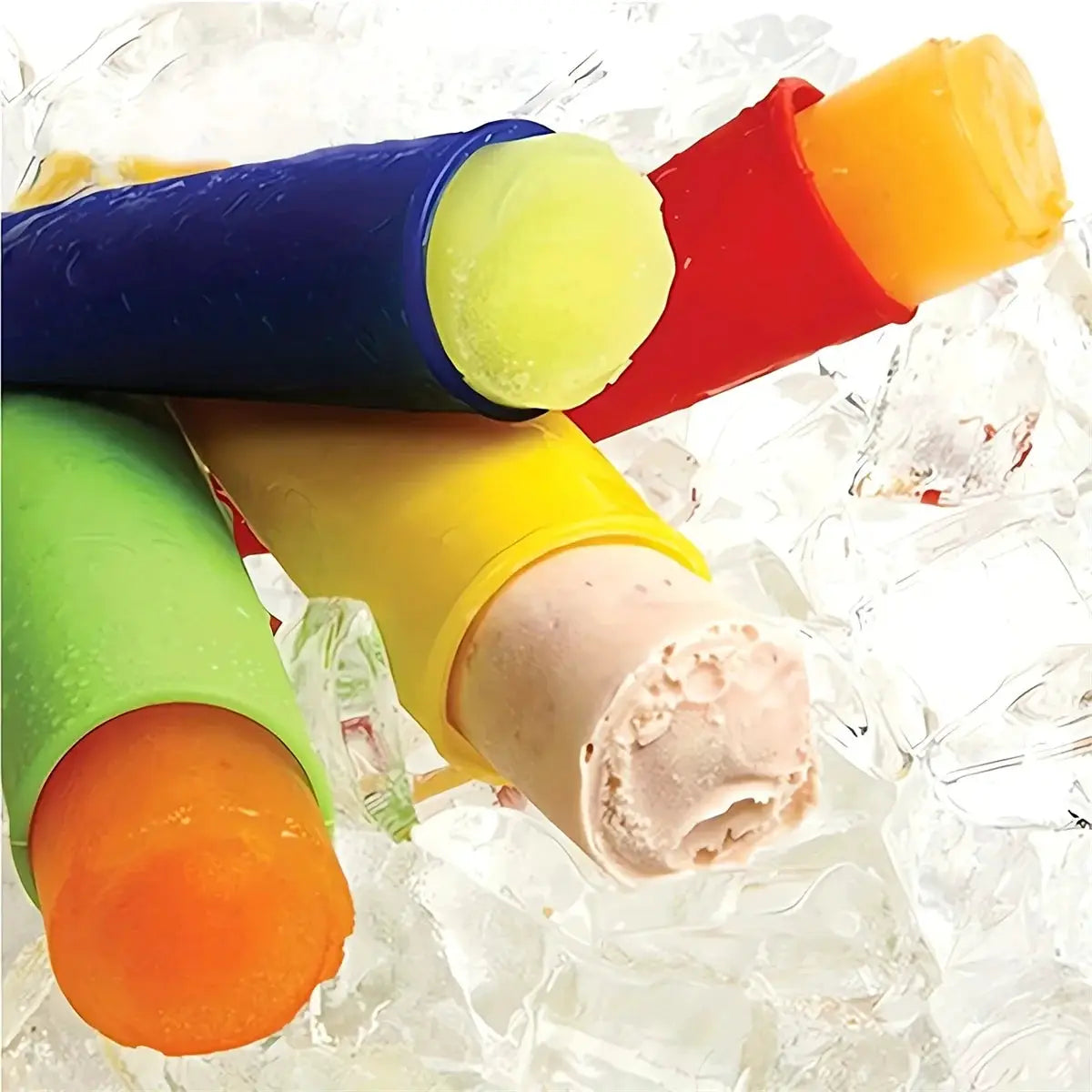 6 Piece Summer Silicone Popsicle Mold Set Reusable Food Grade Molds for Do It Yourself Ice Pops and Frozen Treats