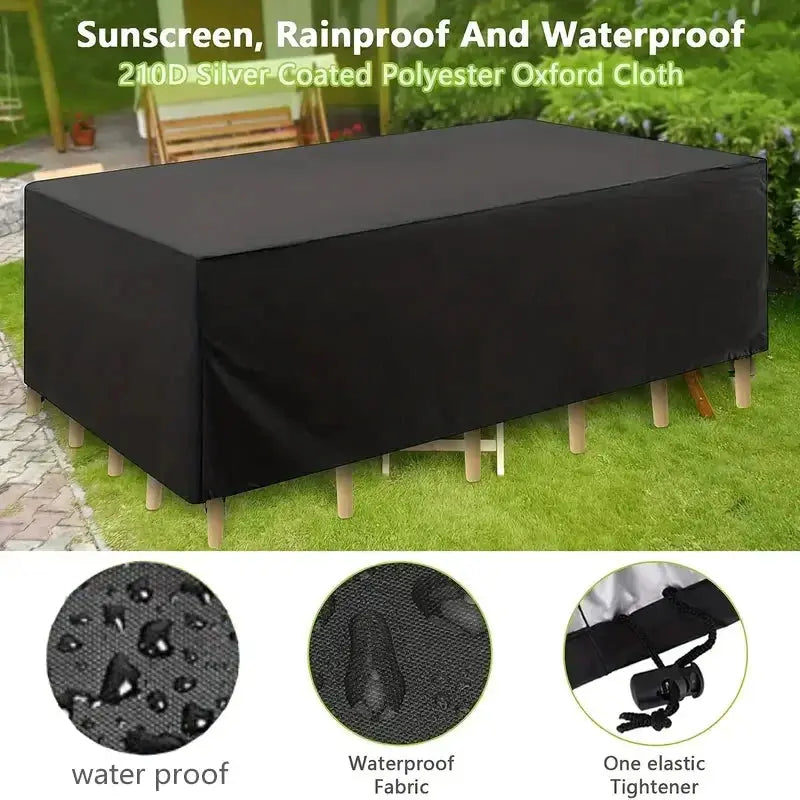 Simples Market 1-piece black garden table cover, waterproof windproof UV 210D Oxford cloth