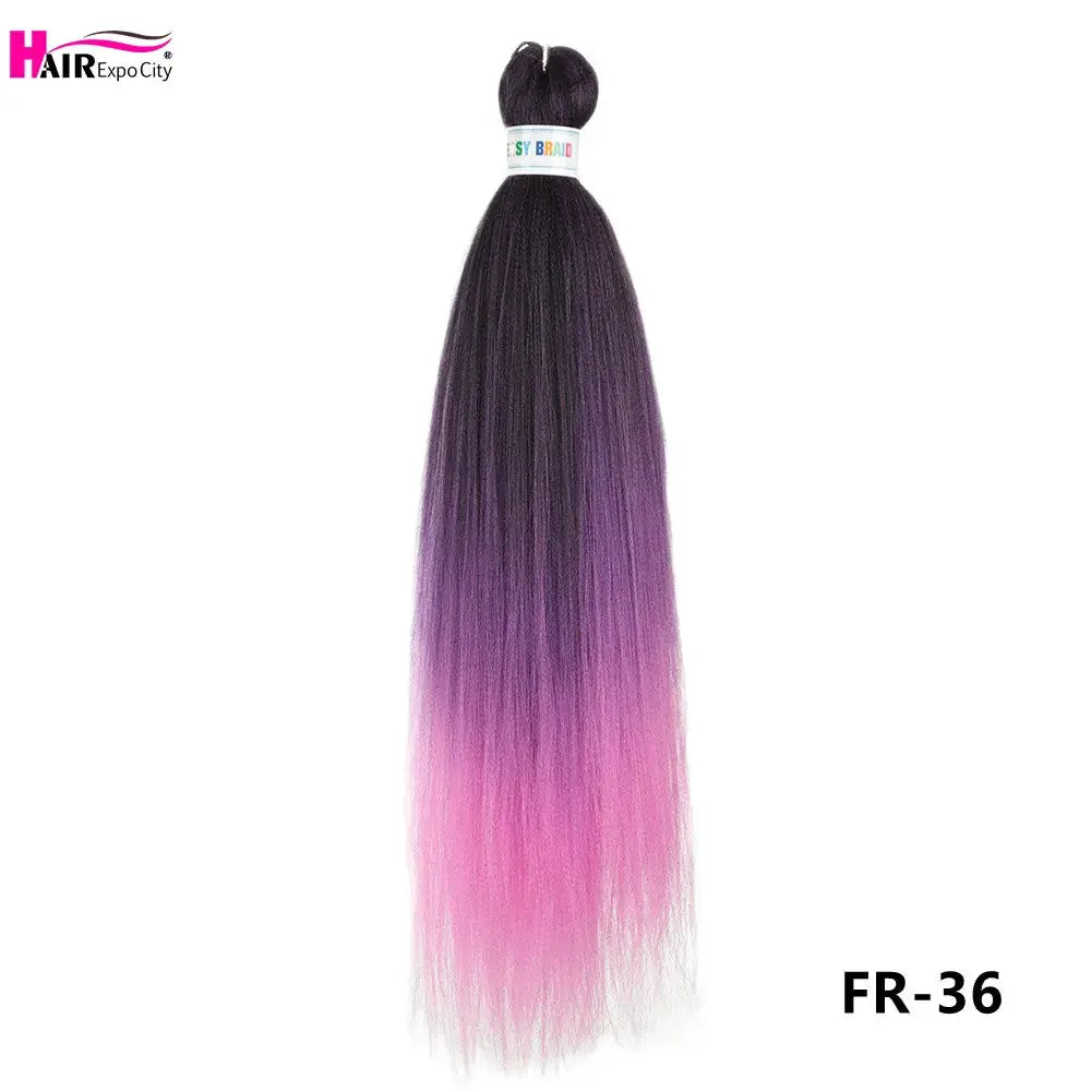 Easy Braids 26inch synthetic jumbo braids hair extension, ombre purple to pink, pre-stretched