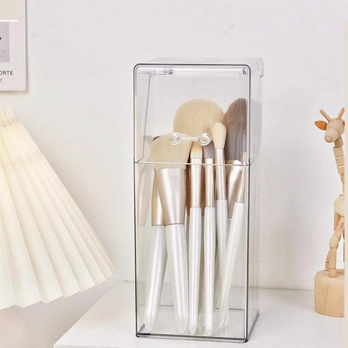 ClearView Transparent Makeup Brush Storage Box Durable Waterproof Organizer For Quick Cleaning And Easy Access