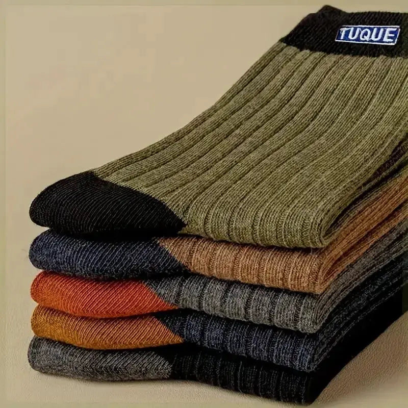 5 Pack Mens Color Block Crew Socks Breathable Comfortable Casual Unisex Outdoor All Seasons
