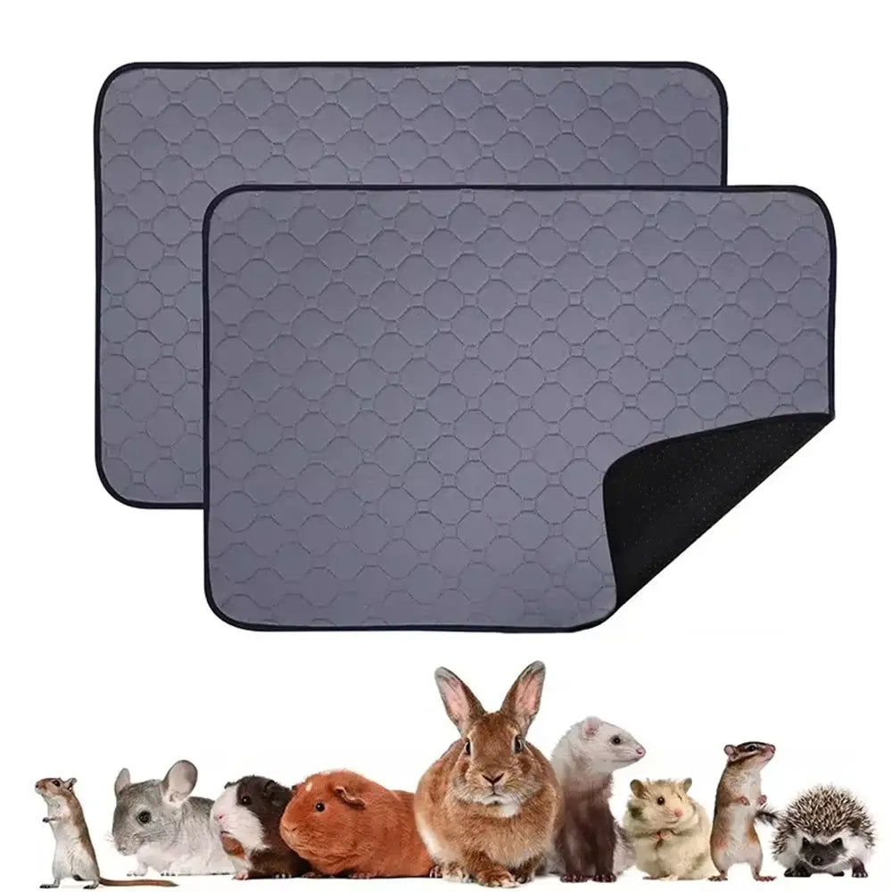 Guinea pig cage lining pads by Simples Market, gray washable non-slip urinary pads, set of 2 for small animals