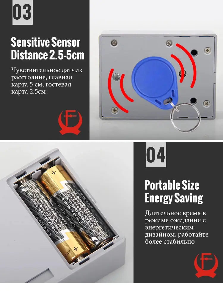 KAK electronic locker lock with blue circular RFID sensor on metal panel; Simples Market.
