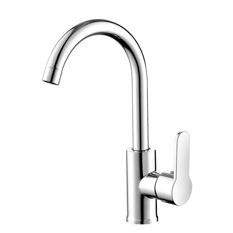 Chrome kitchen faucet with high-arc spout and single-handle