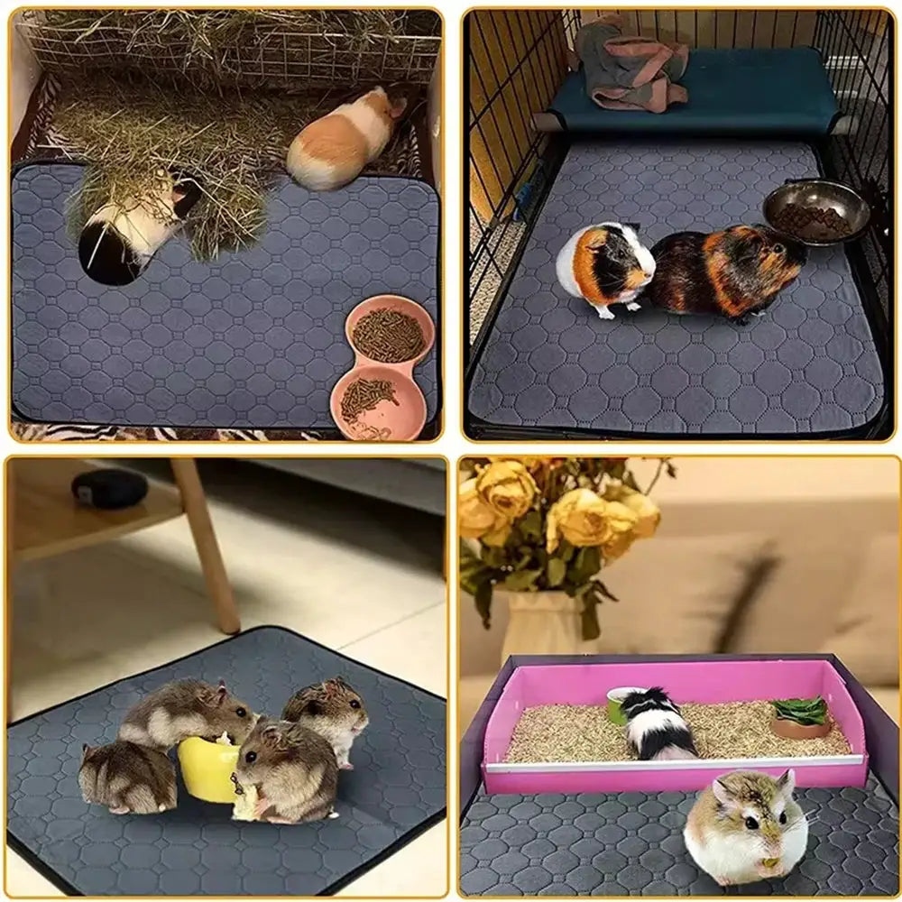 Simples Market guinea pig cage lining pad, washable non-slip gray hex-pattern urinary pad for small animals