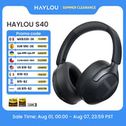 Haylou S40 ANC wireless over-ear headphones in black; 50dB noise canceling, LDAC Bluetooth.