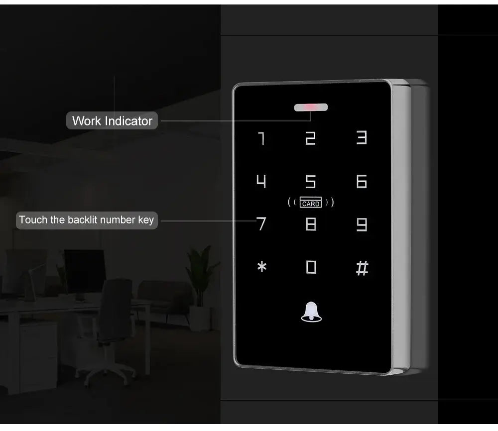 Outdoor access control keypad kit with waterproof black backlit keypad and RFID/NFC reader