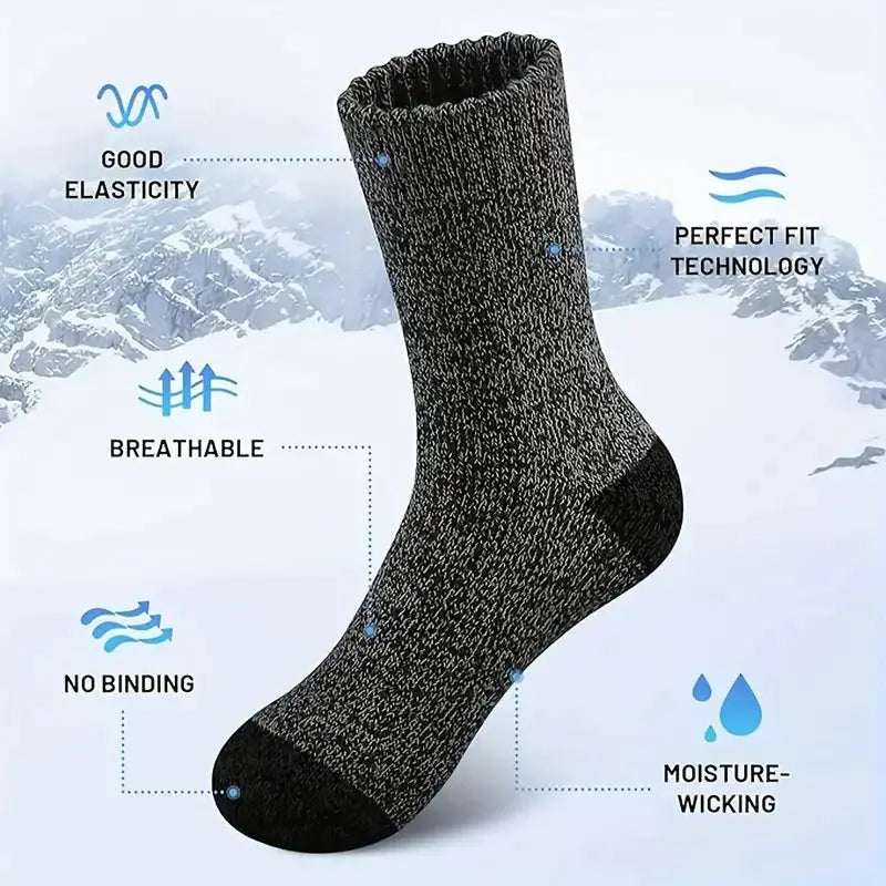 5 Pack Merino Wool Socks For Men Super Thick Thermal Hiking Socks For Cold Weather