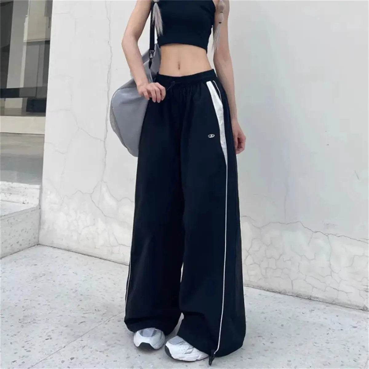 Women Baggy Harajuku Cargo Pants Streetwear Wide Leg Parachute Joggers Hip Hop Techwear Y2K Trousers