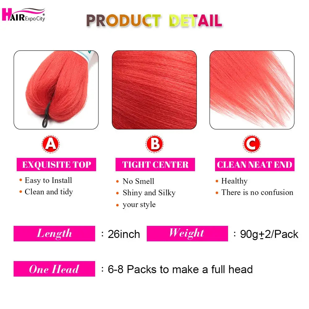 Simples Market Easy Braids 26in synthetic jumbo braids hair extensions, pre-stretched, red ombre