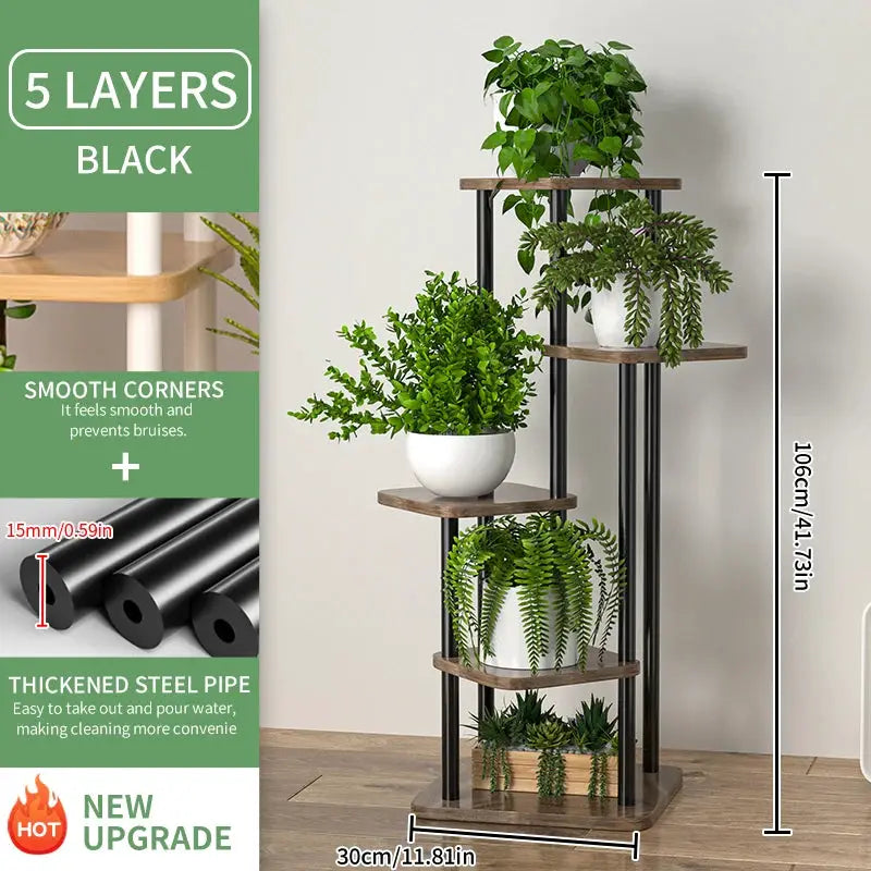 Wooden Plant Stand With Four Five Or Six Tier Flower Shelf Indoor Display Rack For Potted Plants