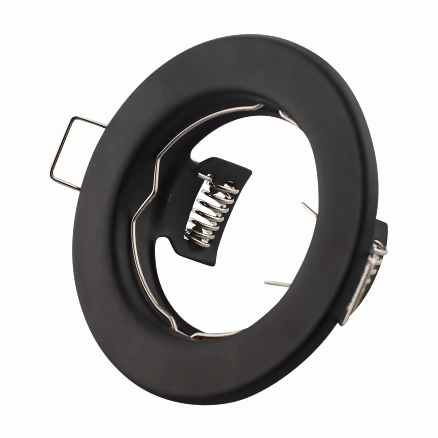 LED downlight frame for recessed ceiling fixtures, black finish, 10-piece set with metal spring clips, GU10 MR16